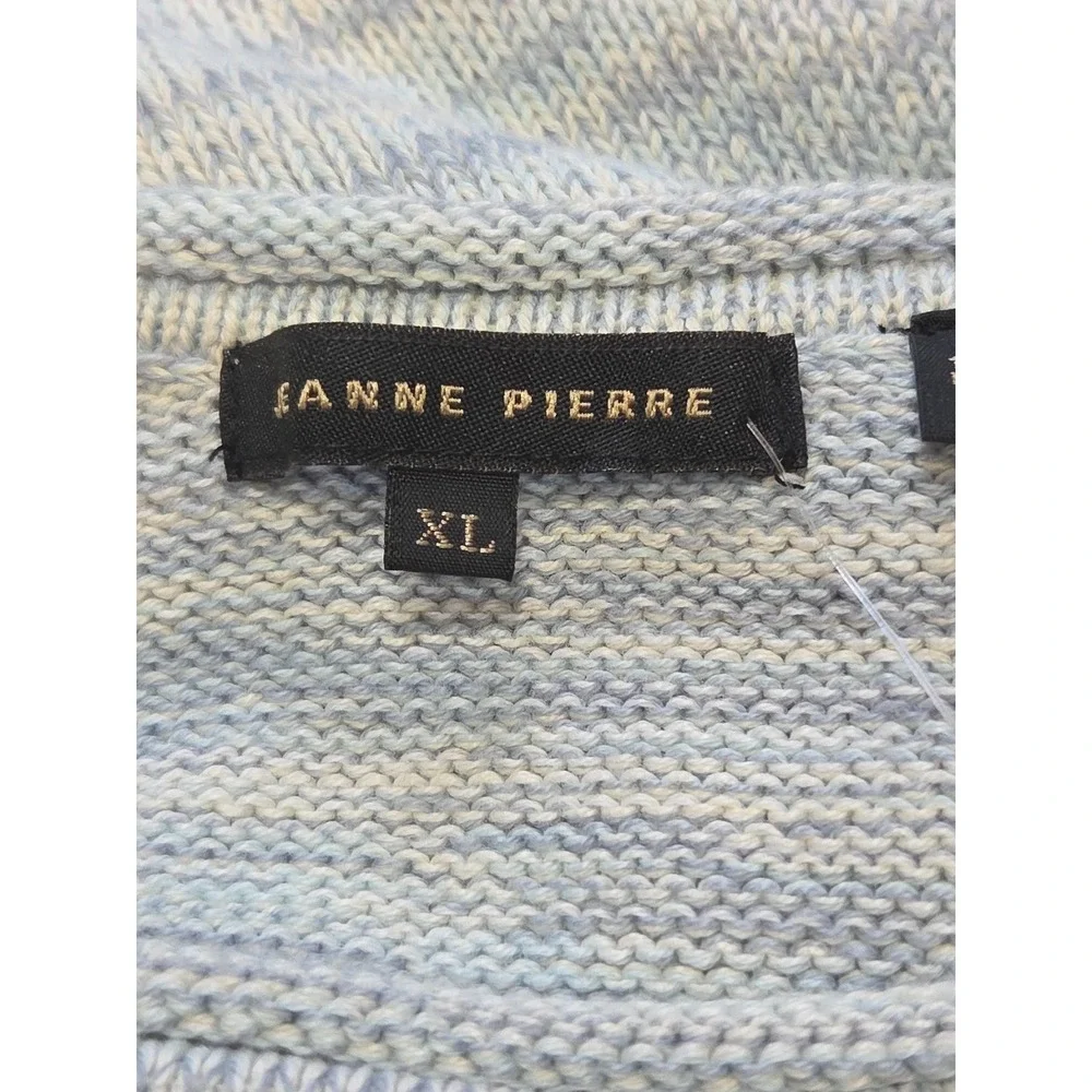 Jeanne Pierre Womens  Pastel Blue Ivory Sweater 100% Cotton Nautical NWT‎